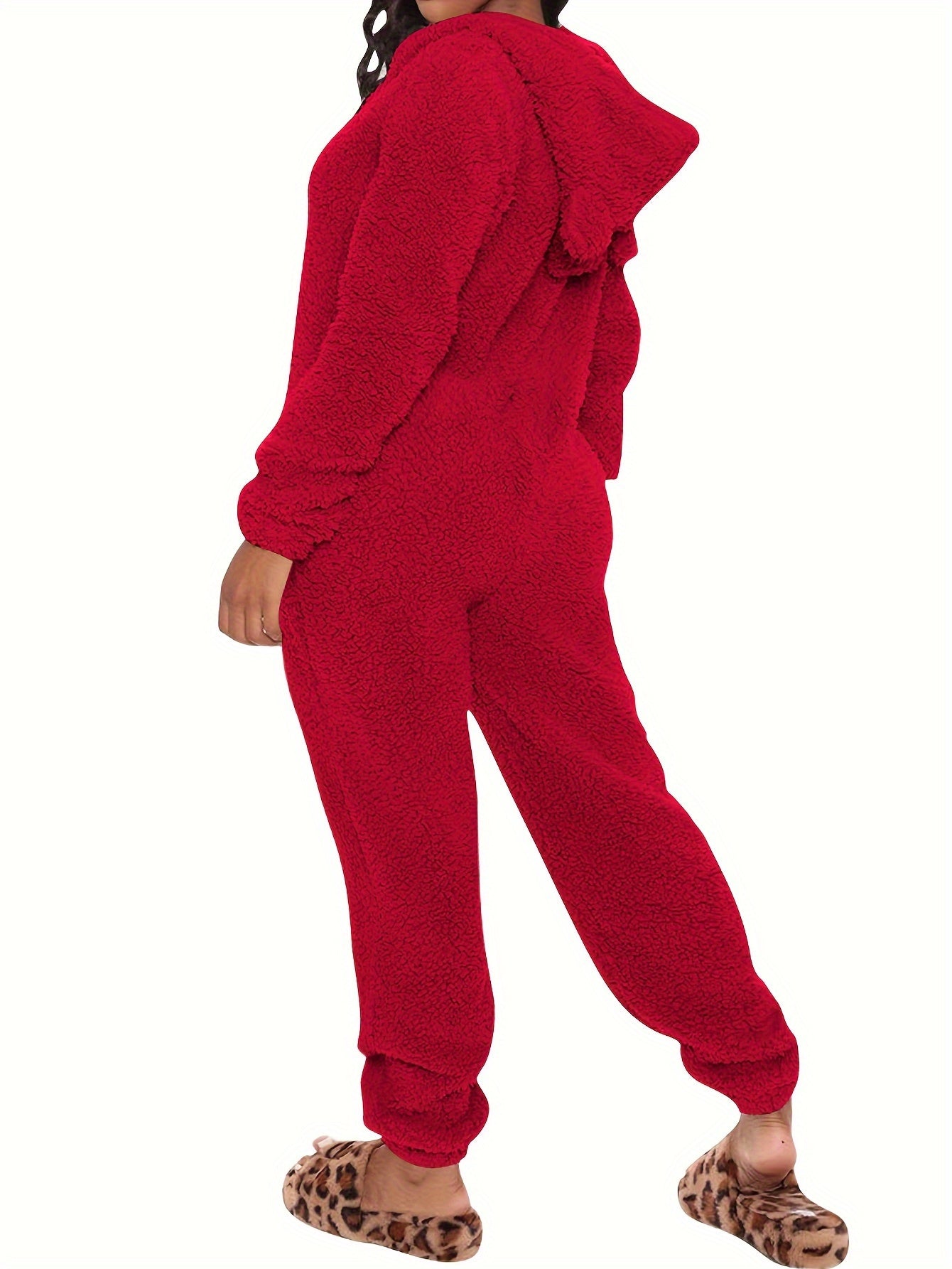 Luna | Warme Fleece Hoodie Jumpsuit met Lange Mouwen en Rits