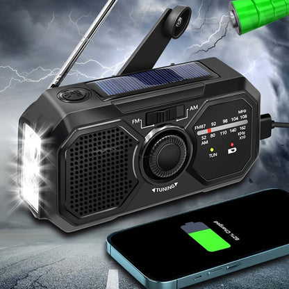 Emergency Crank Weather Radio | Betrouwbare noodradio met zonne- en handcrank opladen voor noodgevallen