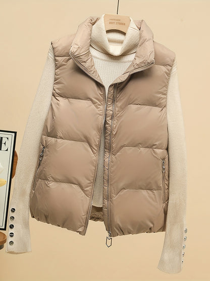 Lily | Solid Color Zipper Loose Vest Jacket