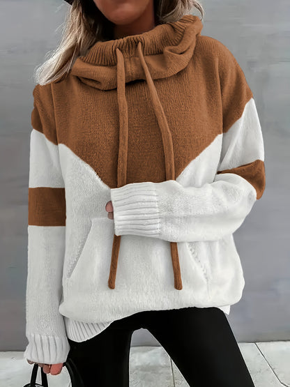 Charly | Color Block Drawstring Hooded Sweater