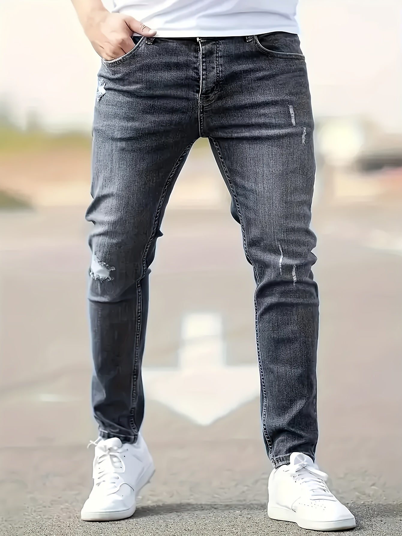 Benjamin | Slim-Fit-Jeans im zerrissenen Design mit mittlerem Stretch für Frühling und Sommer