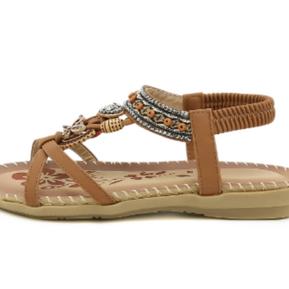 Isabella | Boho Stijl Sandalen met Parelversiering