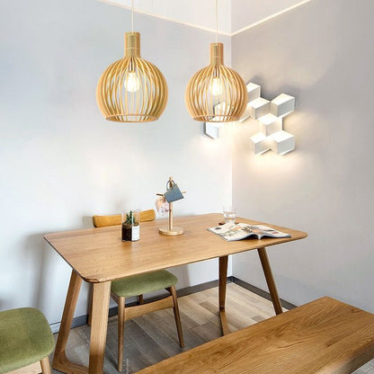 CraftedGleam | Handgemaakte Houten Hanglamp