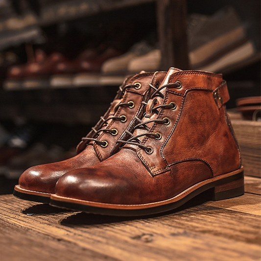 Oliver Heren veterboots Zwart en bruin Amerikaanse stijl